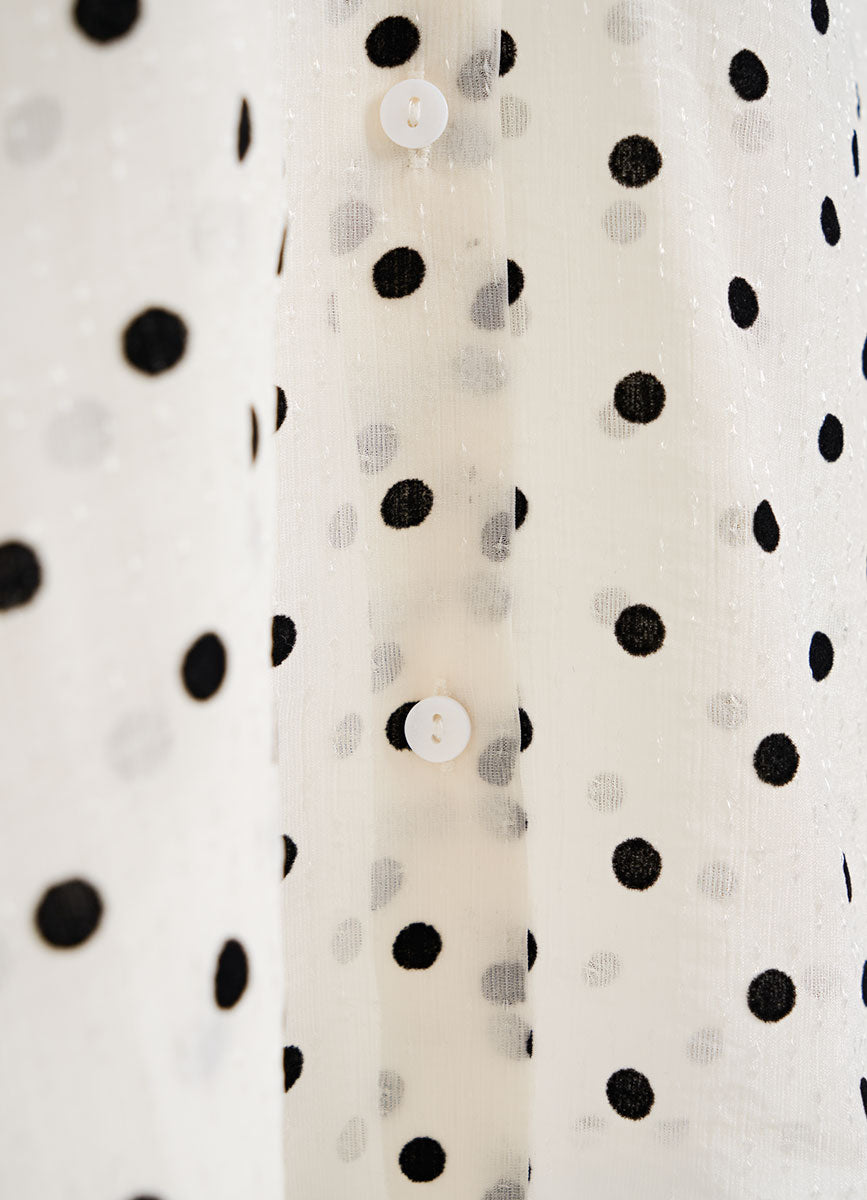 White Polka Dot Print Blouse