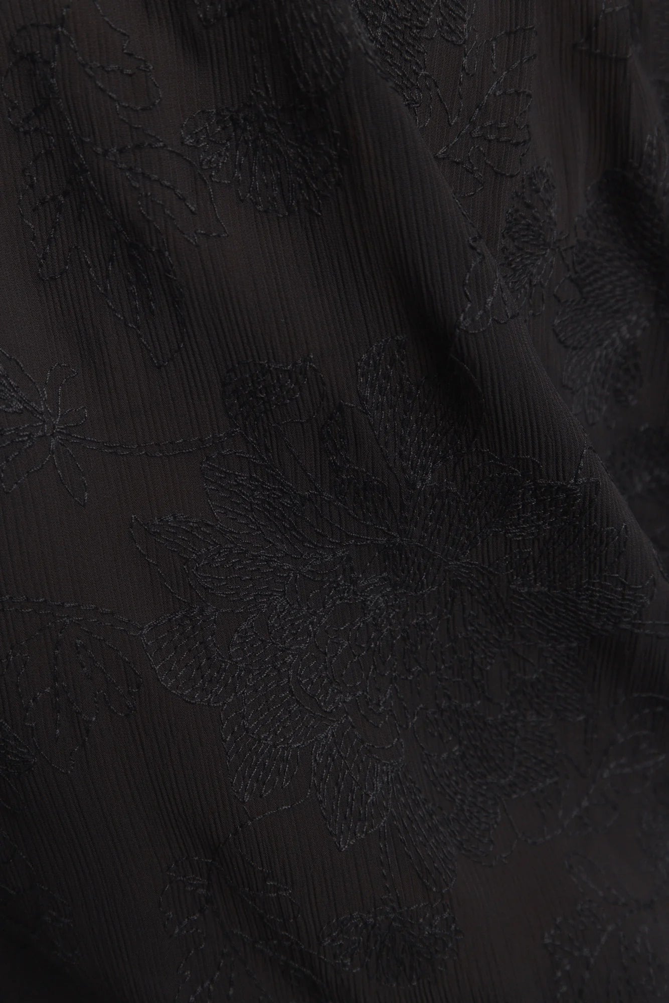 Black Floral Embroidery Body Blouse