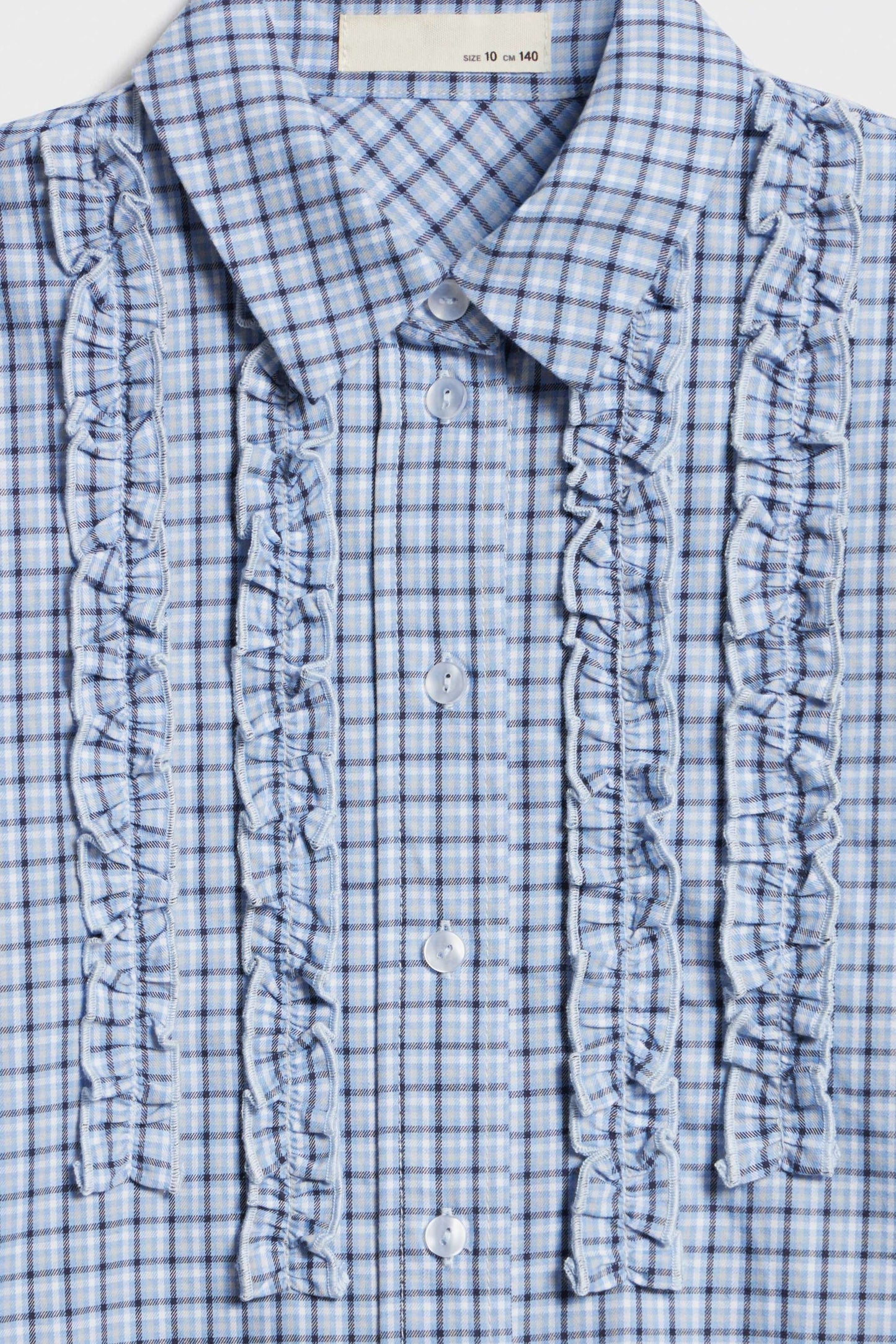 Kids' Blue Ruffled Cotton Shirt