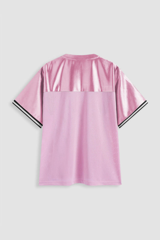 Pink Satin Graphic Oversized Tee