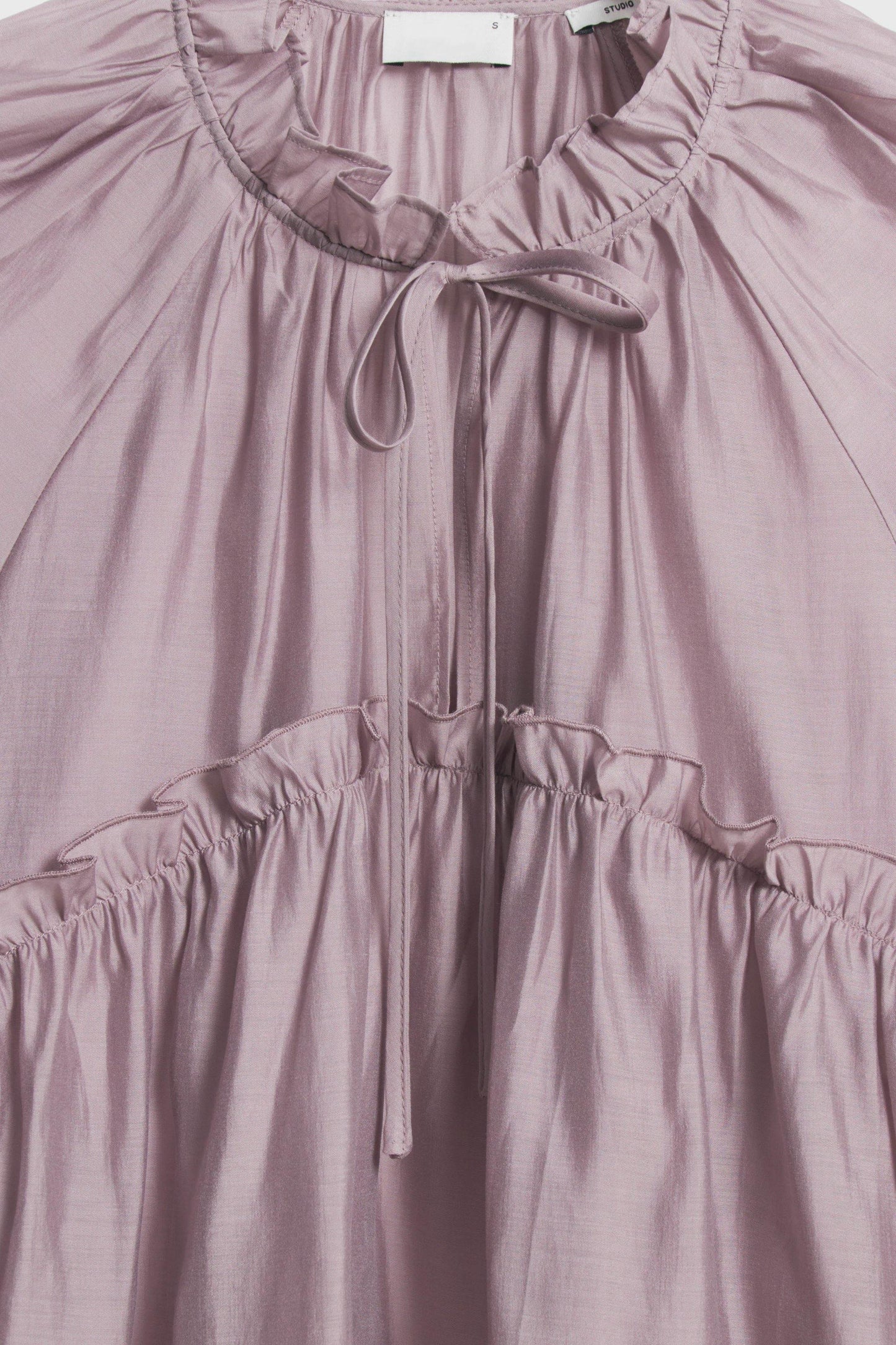 Taupe Lilac Draped Long Sleeves Blouse