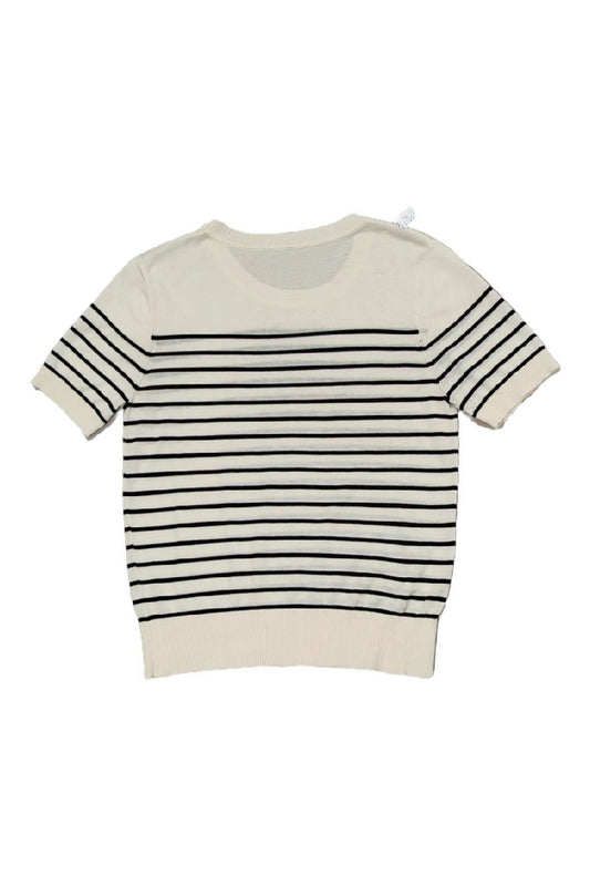 Beige Striped Knit T-Shirt