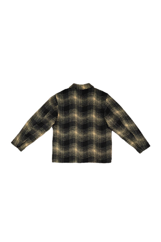 Black and Yellow Plaid Quilted Tweed Jacket