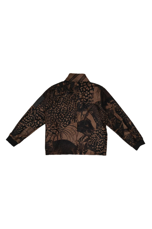 Brown Leopard Fleece Zip-Up Sweatshirt