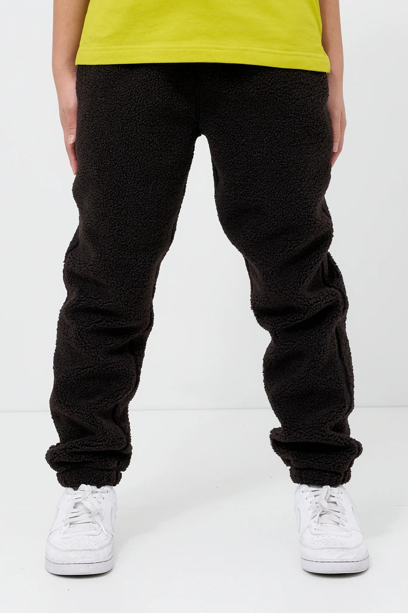 Kids Brown Sherpa Fleece Jogger Pants