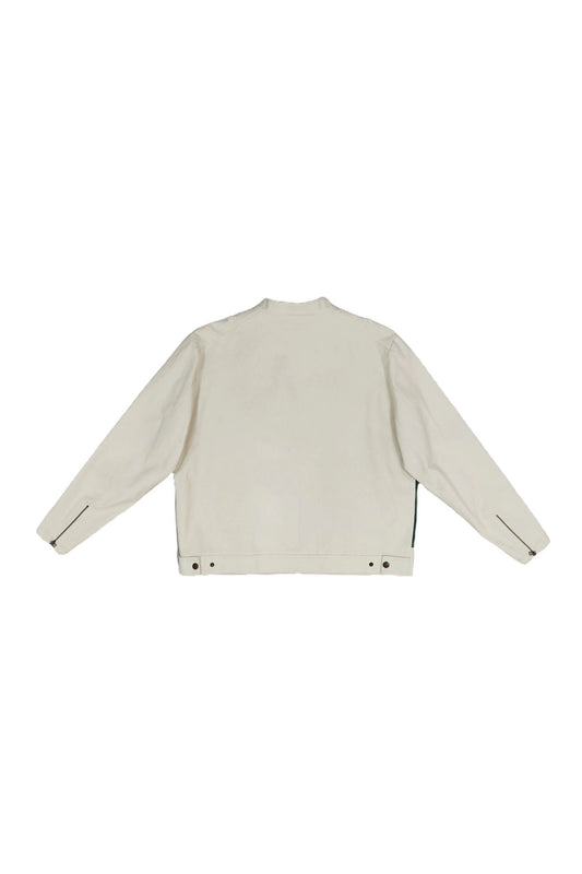 Beige Stand Collar Zipper Wave Jacket