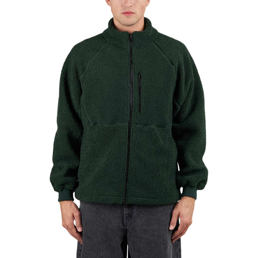 Green Polar Fleece Sherpa Zip Jacket
