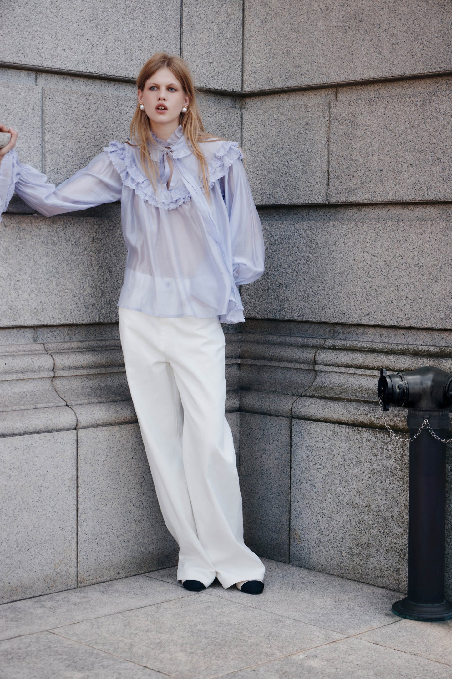 Purple Trimmed Lace Blouse