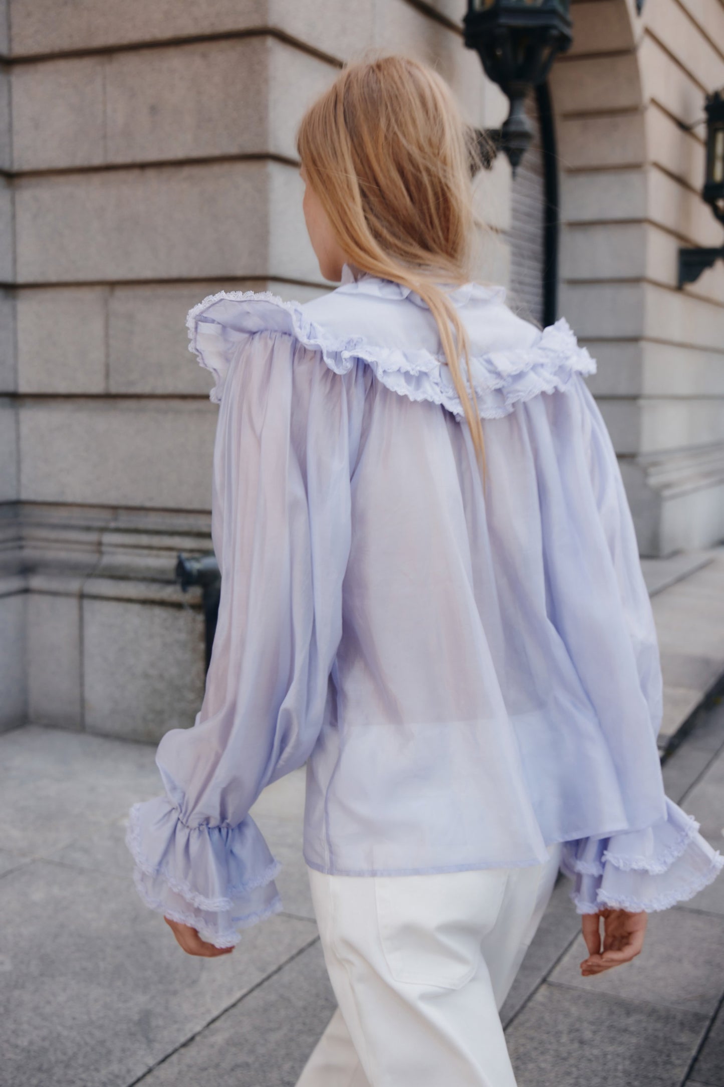 Purple Trimmed Lace Blouse