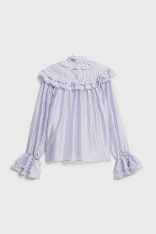 Purple Trimmed Lace Blouse