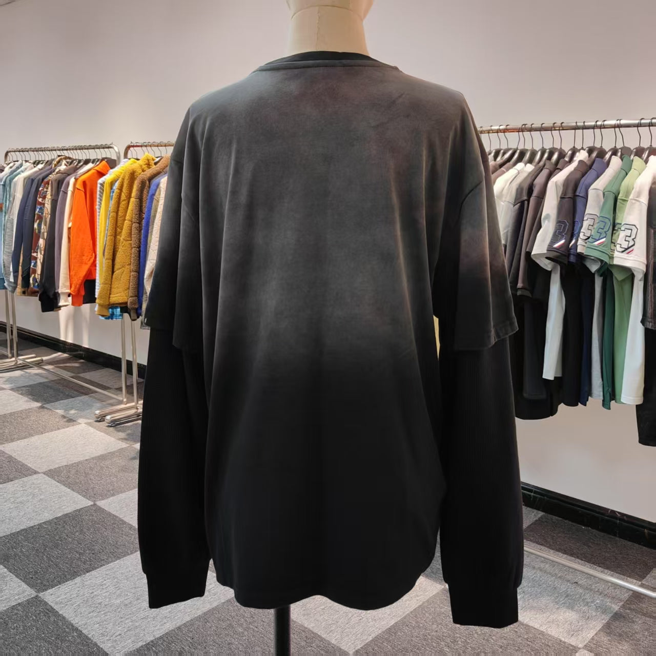 Dark Grey Gradient Tie-Dye Sweatshirt