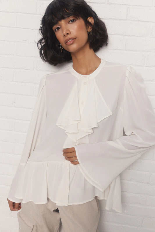 Cream Ruffled Shirt