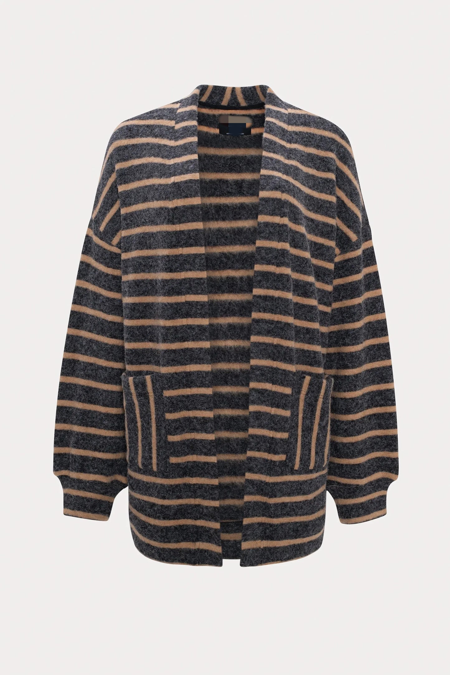 Grey Loose Striped Cardigan