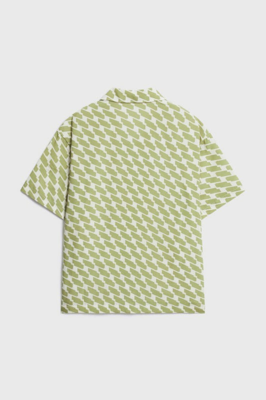 Kids' Green Print Lyocell Short Sleeves Shirt