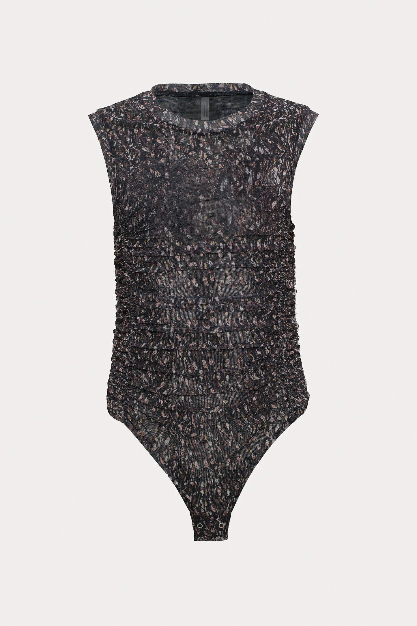 Brown Patterned Sleeveless Leotard Bodysuit
