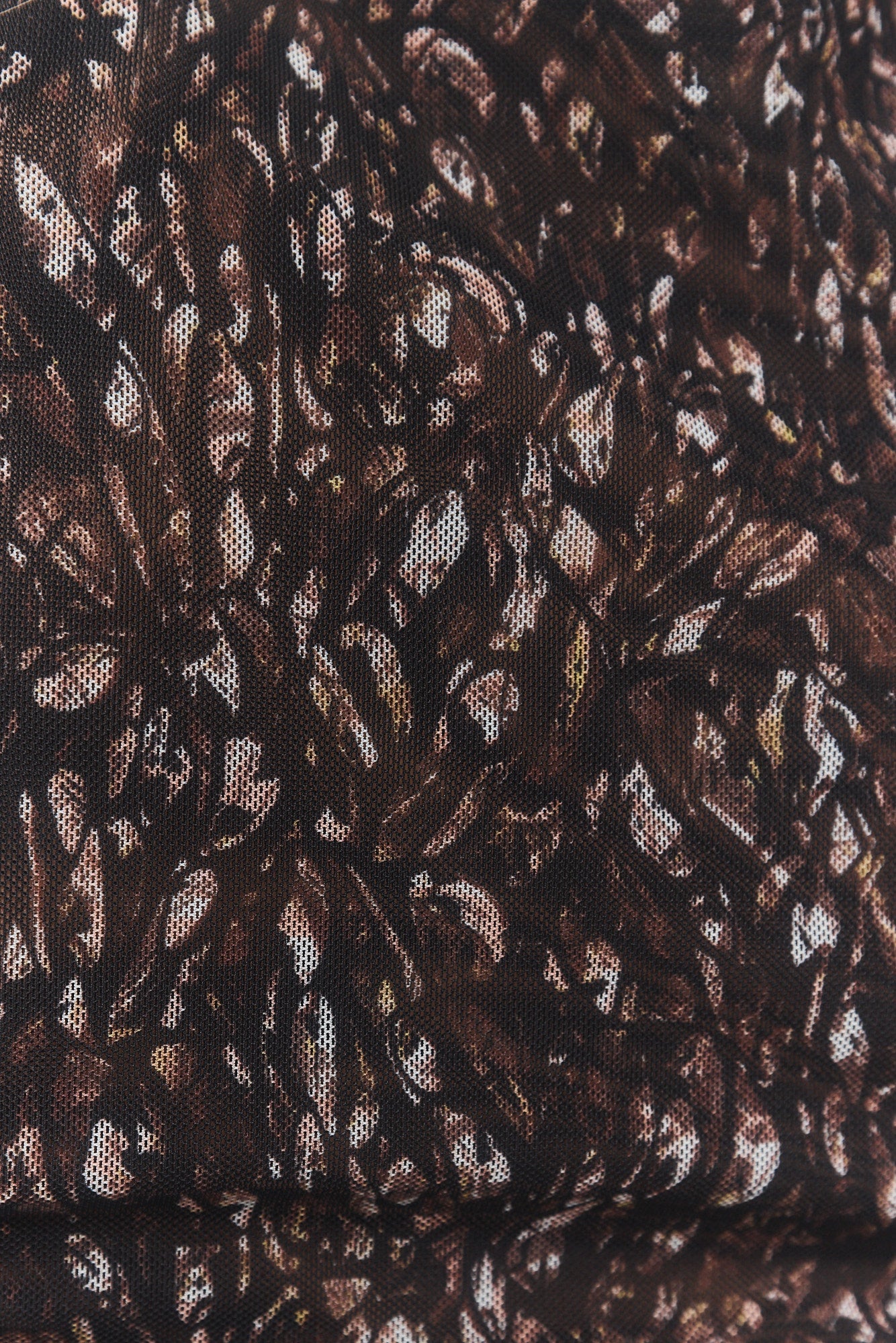 Brown Patterned Sleeveless Leotard Bodysuit