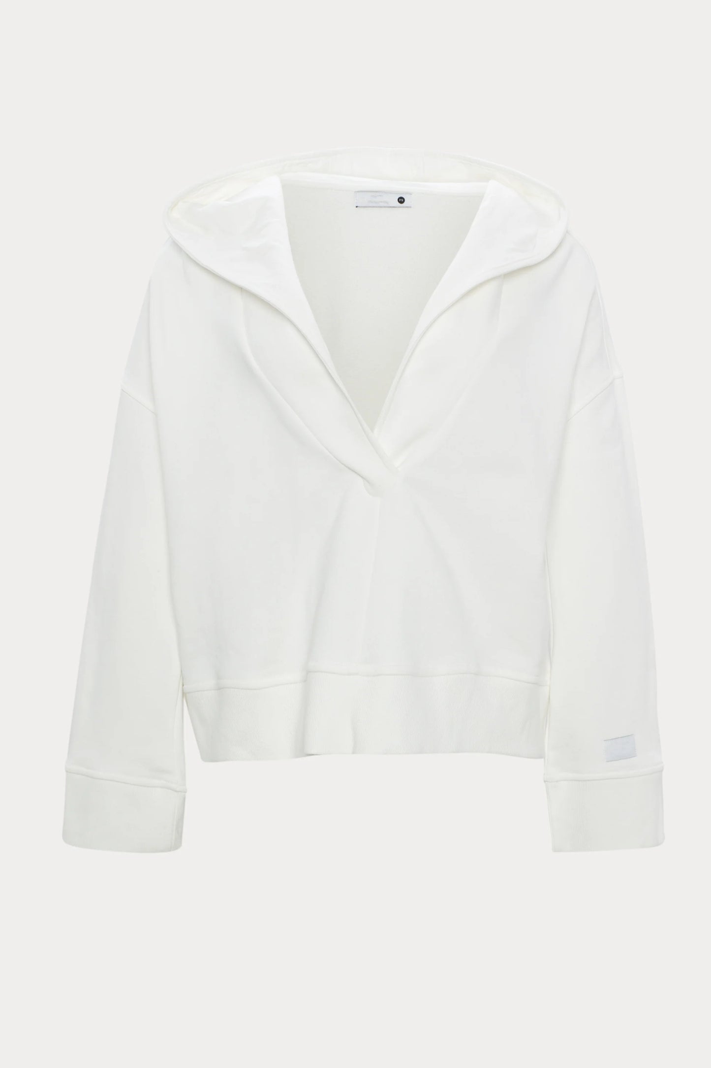 White Scooped Collar Hoodie