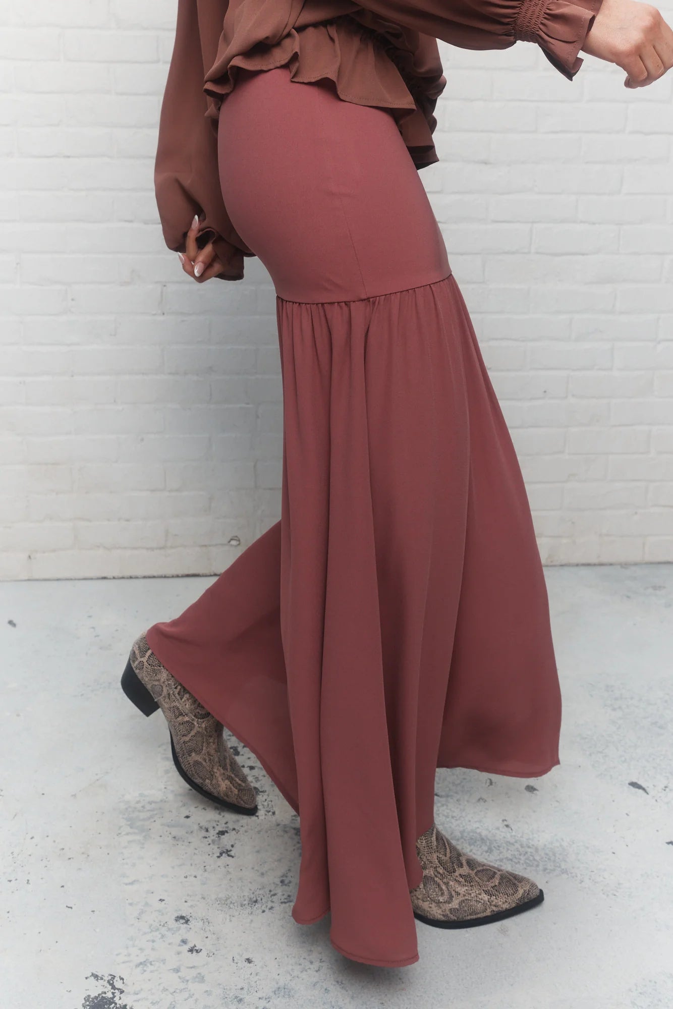 Pink Pleated Maxi Skirt