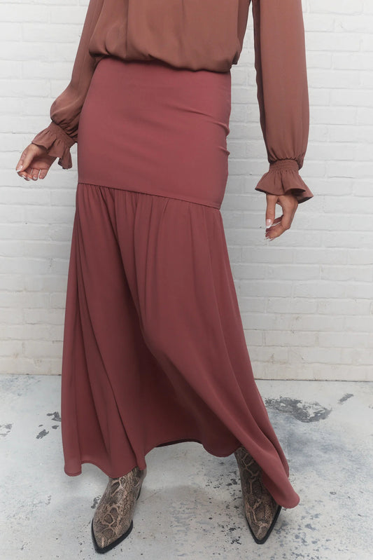 Pink Pleated Maxi Skirt