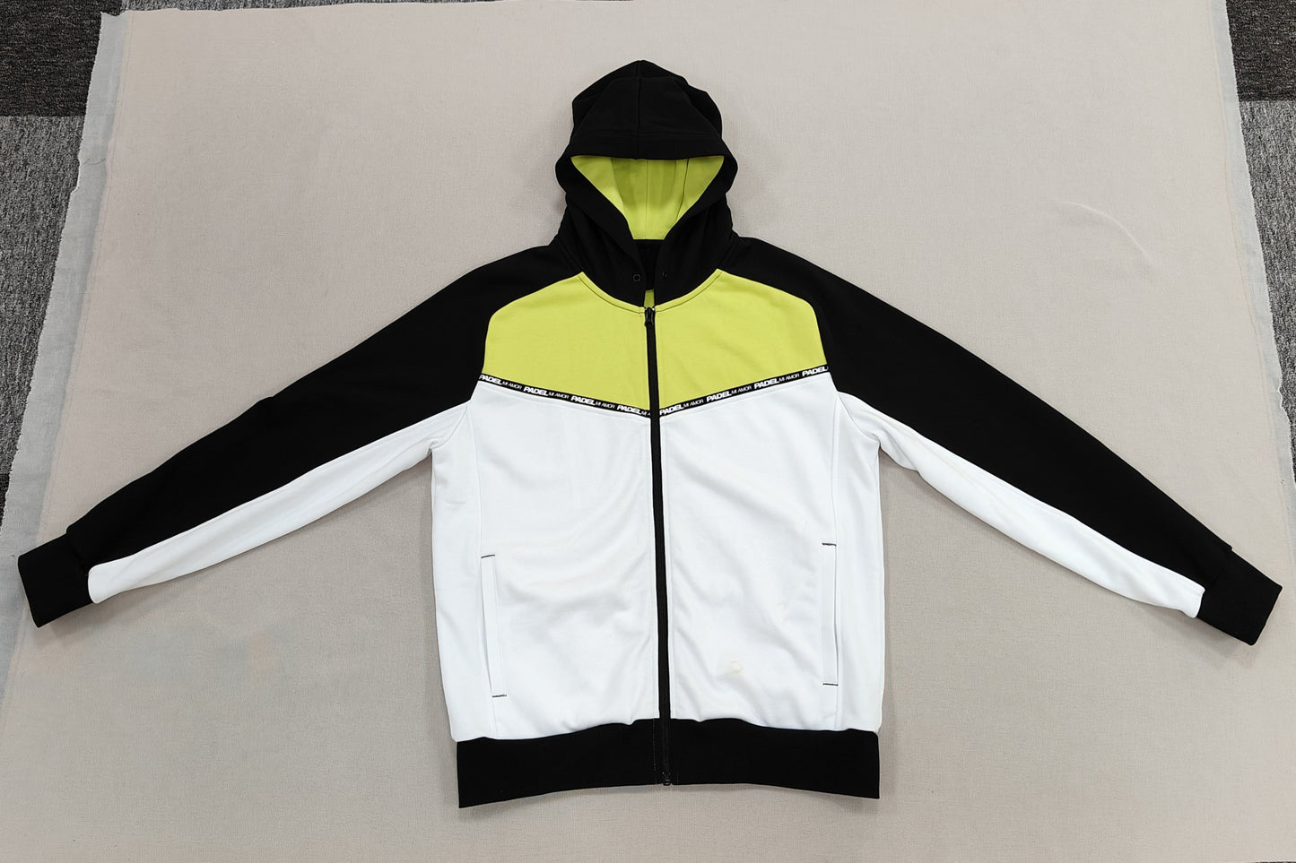 Black and White Triple Hooded Zip-up Jacket