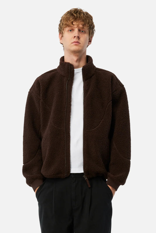 Brown Polar Fleece Sherpa Zip Jacket