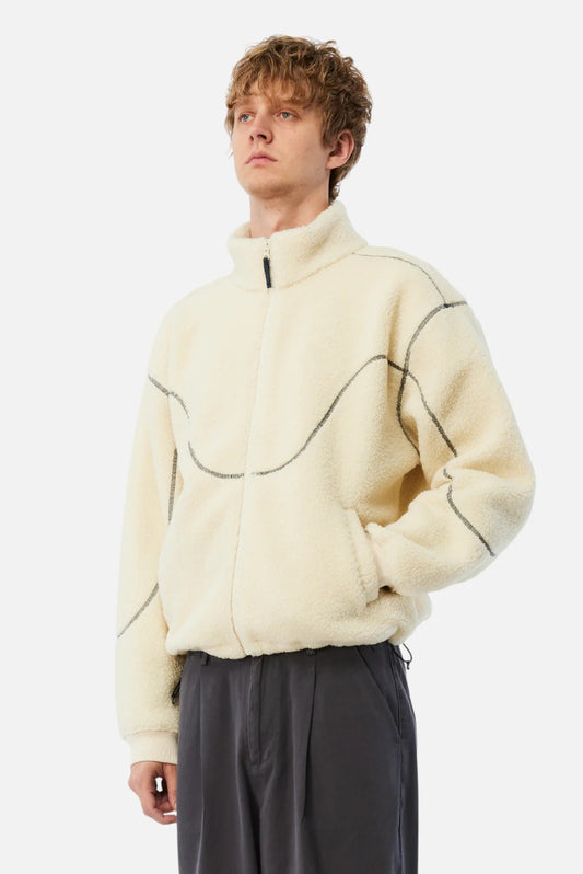 Beige Polar Fleece Sherpa Zip Jacket