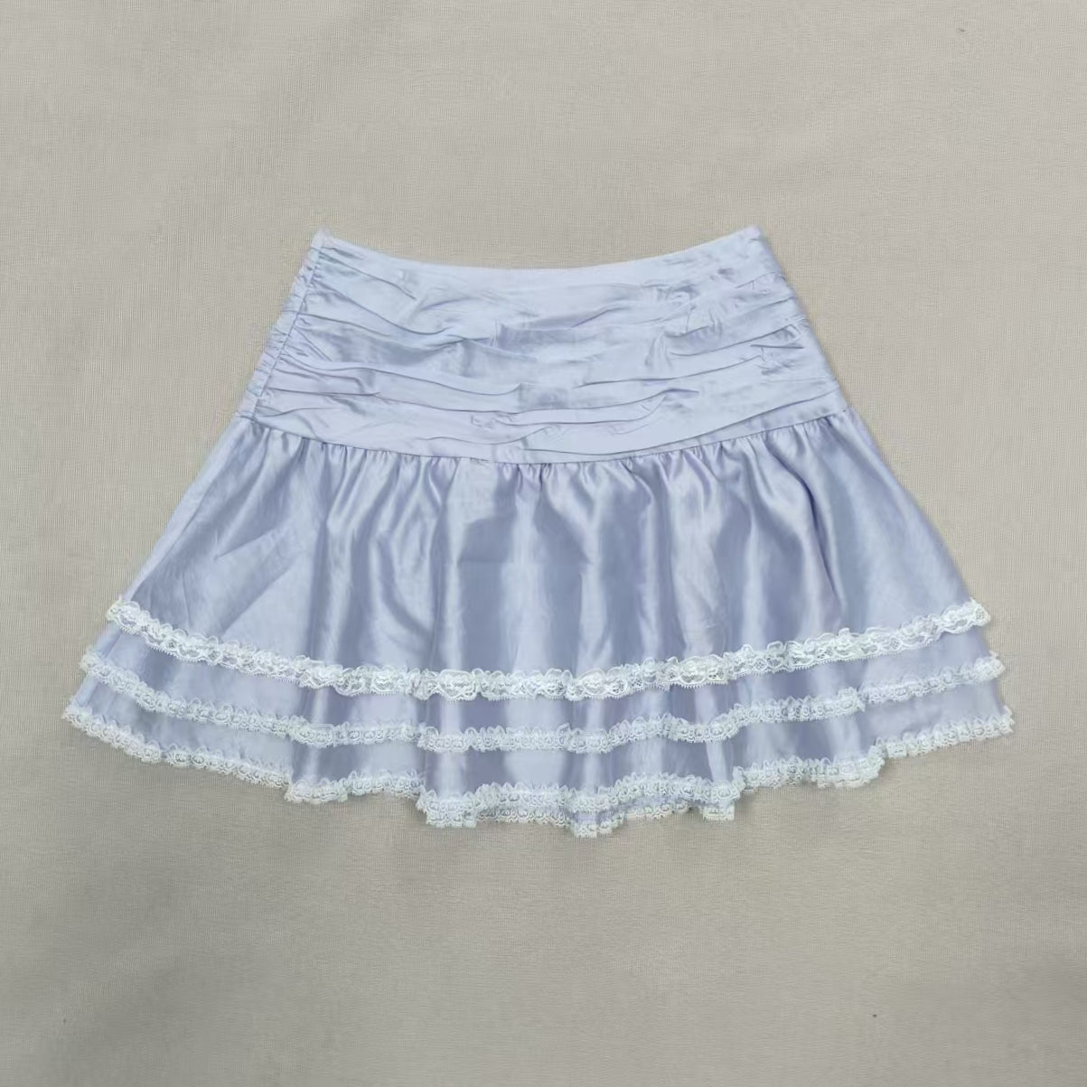 Purple Lace Trim Layered Skirt