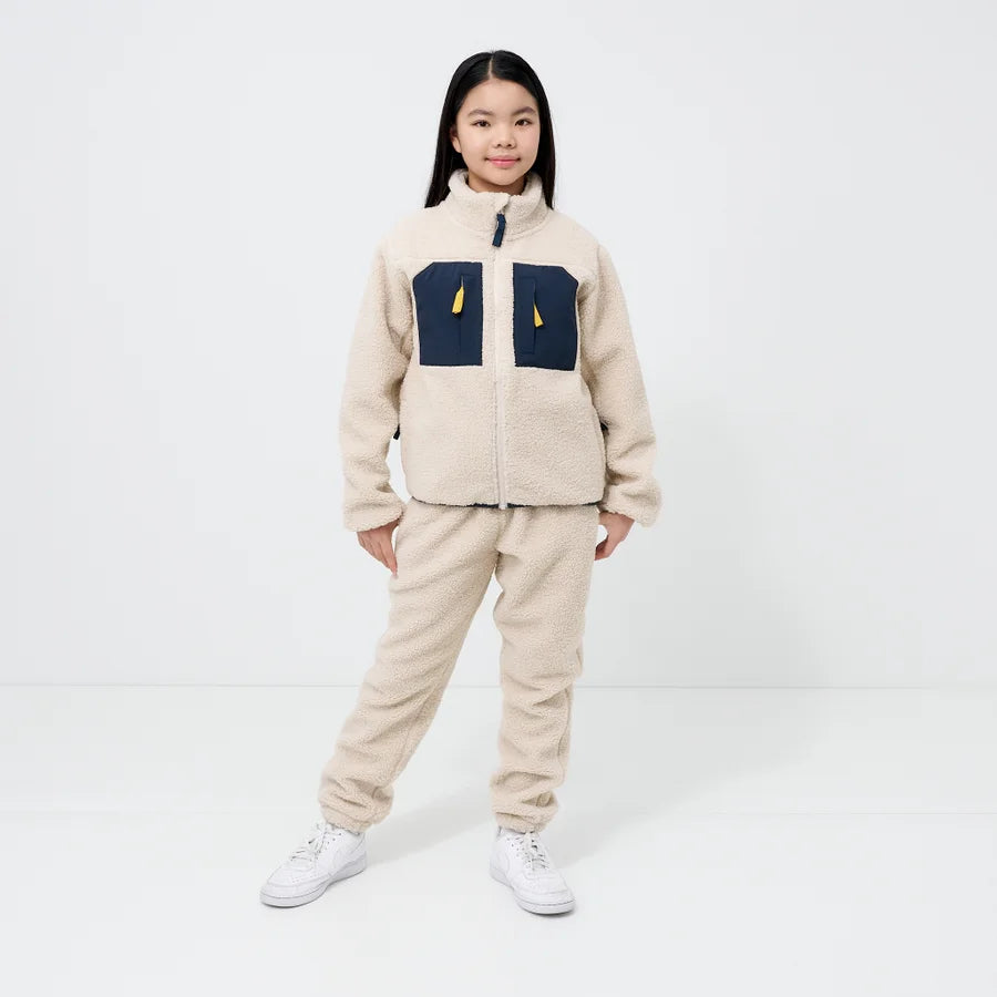 Kids' Cream Sherpa Fleece Jacket