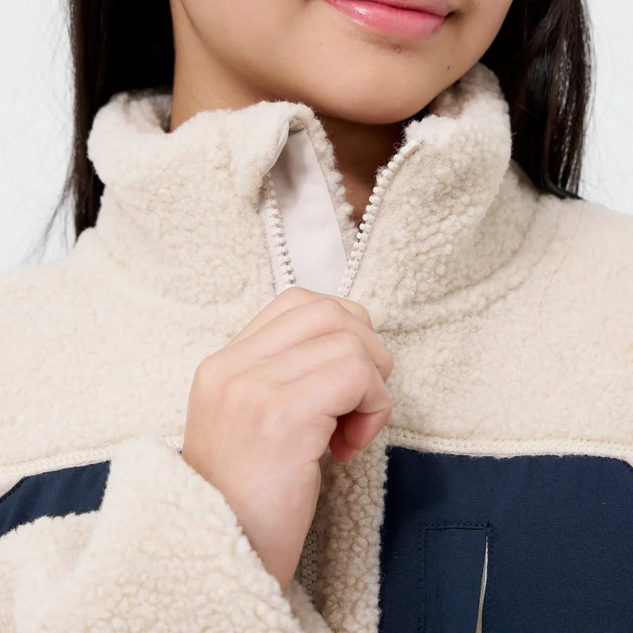 Kids' Cream Sherpa Fleece Jacket