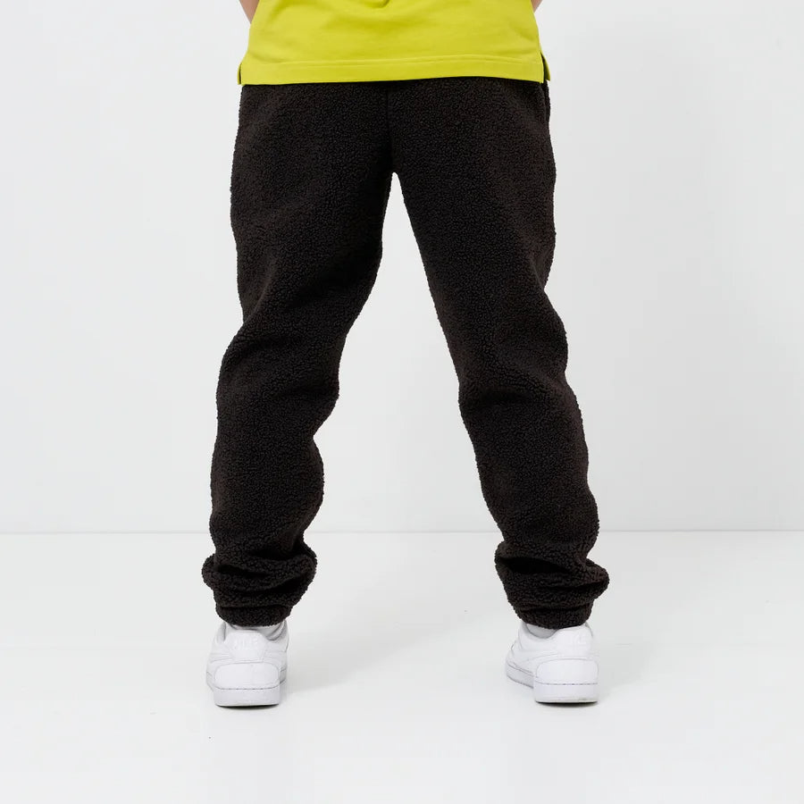 Kids Brown Sherpa Fleece Jogger Pants