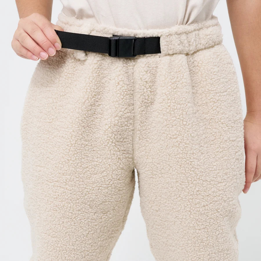 Kids Cream Sherpa Fleece Jogger Pants