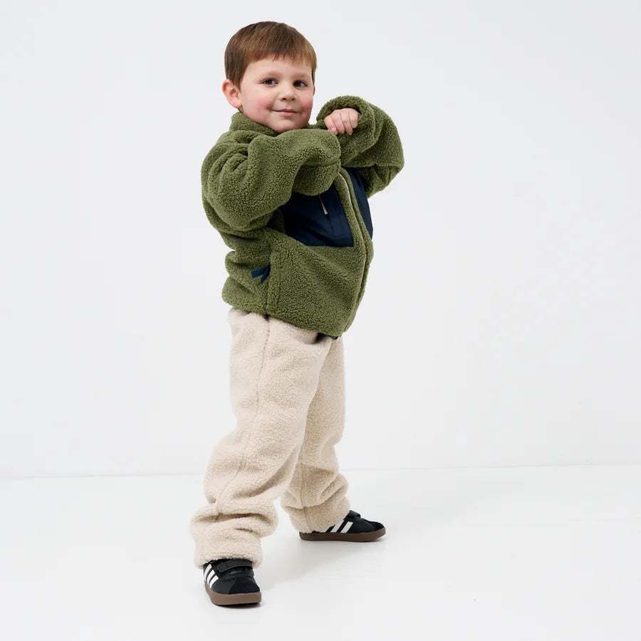 Kids Cream Sherpa Fleece Jogger Pants