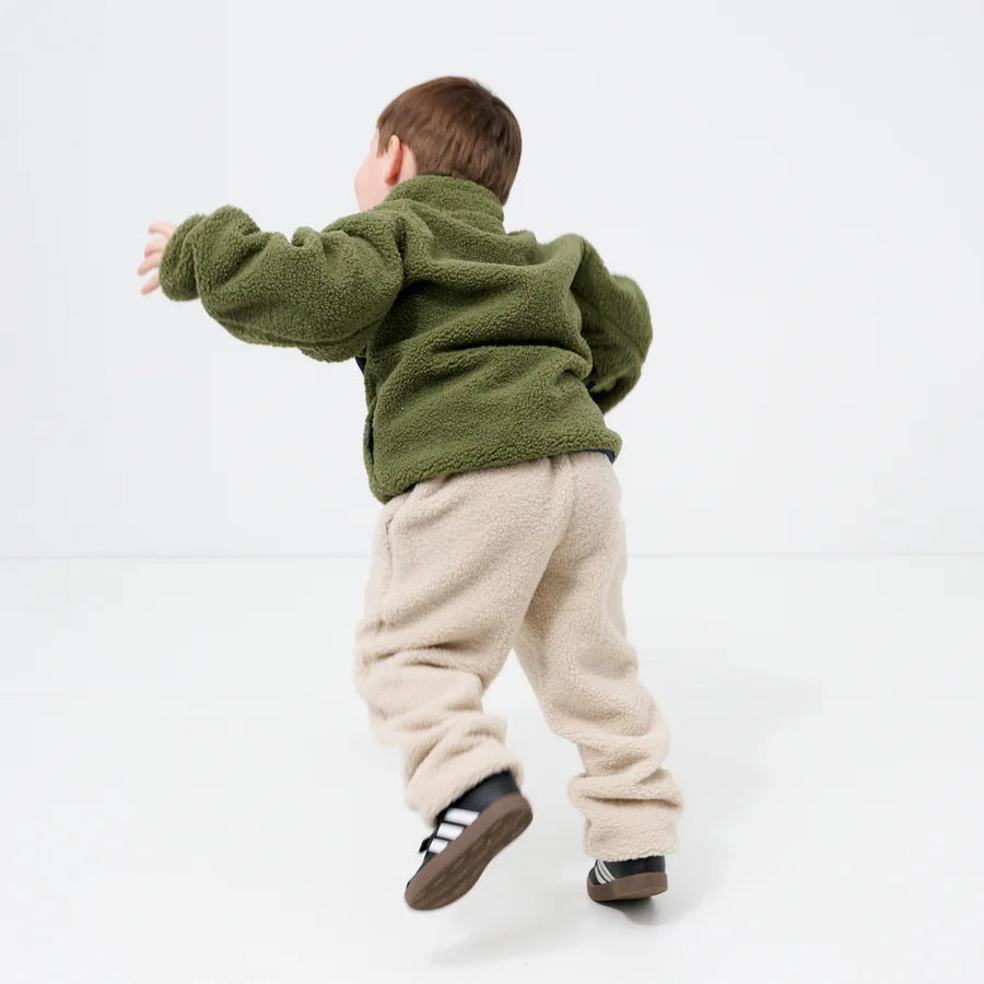 Kids Cream Sherpa Fleece Jogger Pants