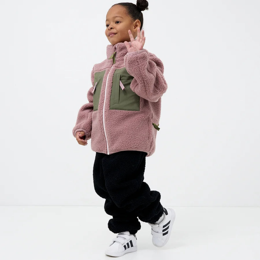 Kids Black Sherpa Fleece Jogger Pants
