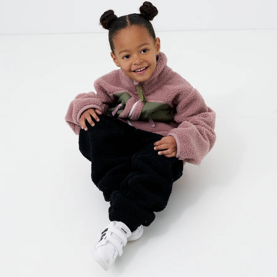 Kids Black Sherpa Fleece Jogger Pants
