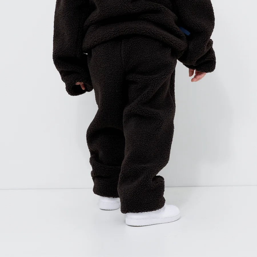 Kids Brown Sherpa Fleece Jogger Pants