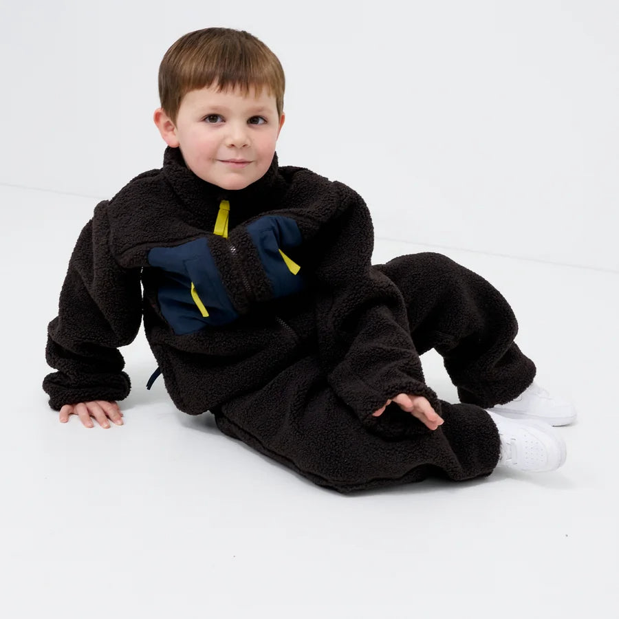 Kids Brown Sherpa Fleece Jogger Pants