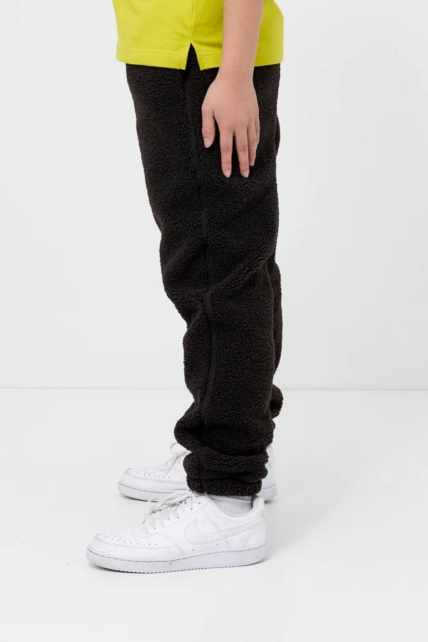Kids Brown Sherpa Fleece Jogger Pants