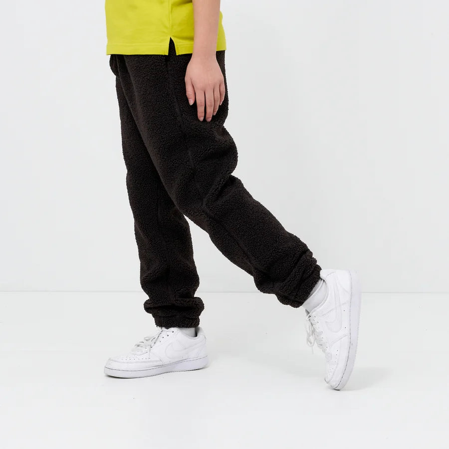 Kids Brown Sherpa Fleece Jogger Pants
