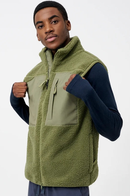 Green Sherpa Fleece Gilet Vest