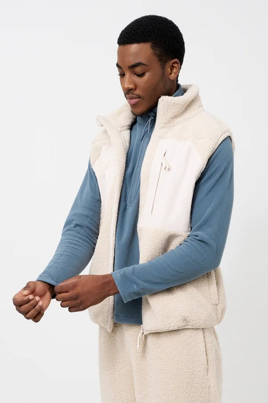 Beige Sherpa Fleece Gilet Vest