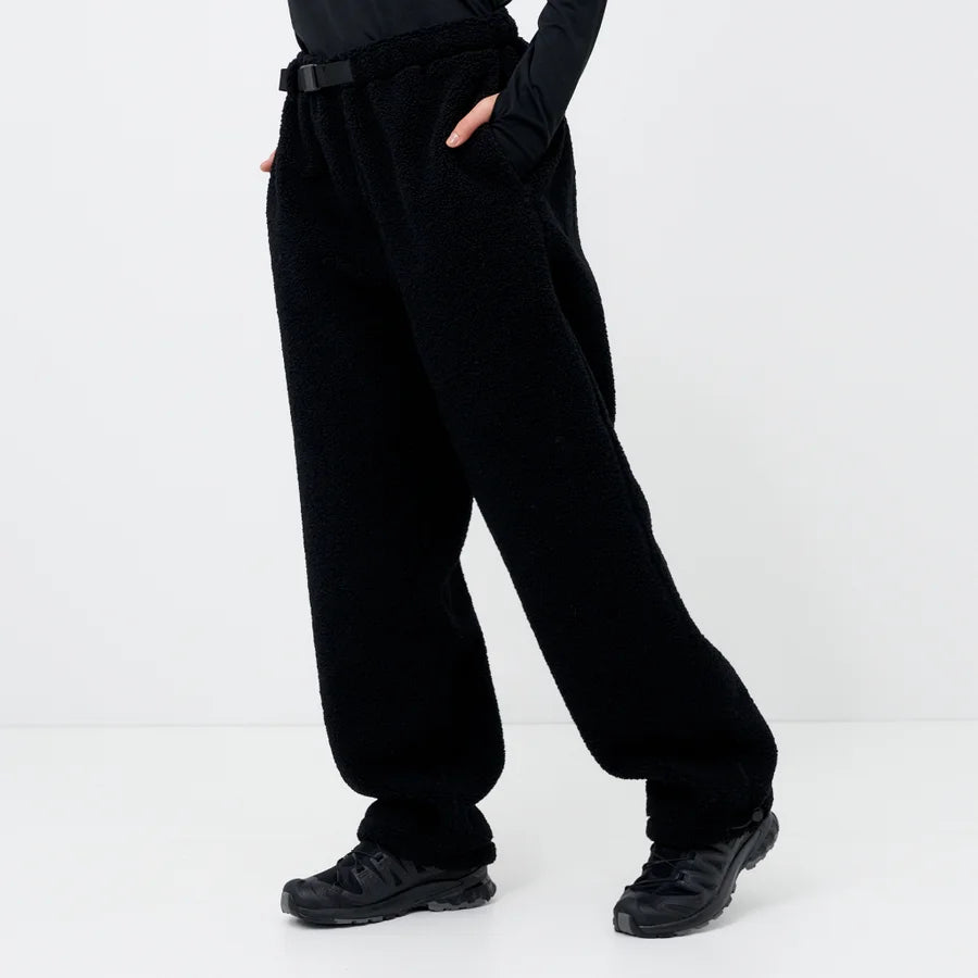 Black Sherpa Fleece Jogger Pants