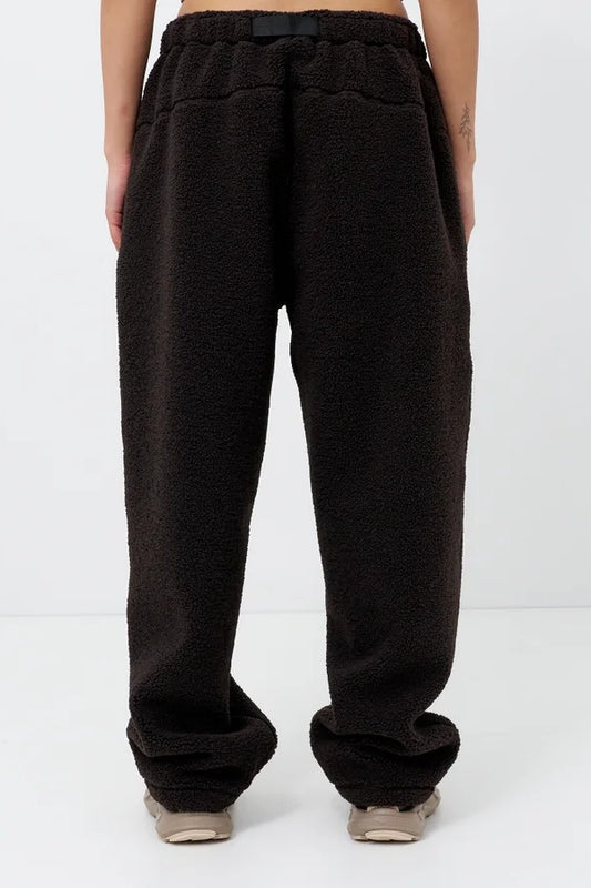Brown Sherpa Fleece Jogger Pants