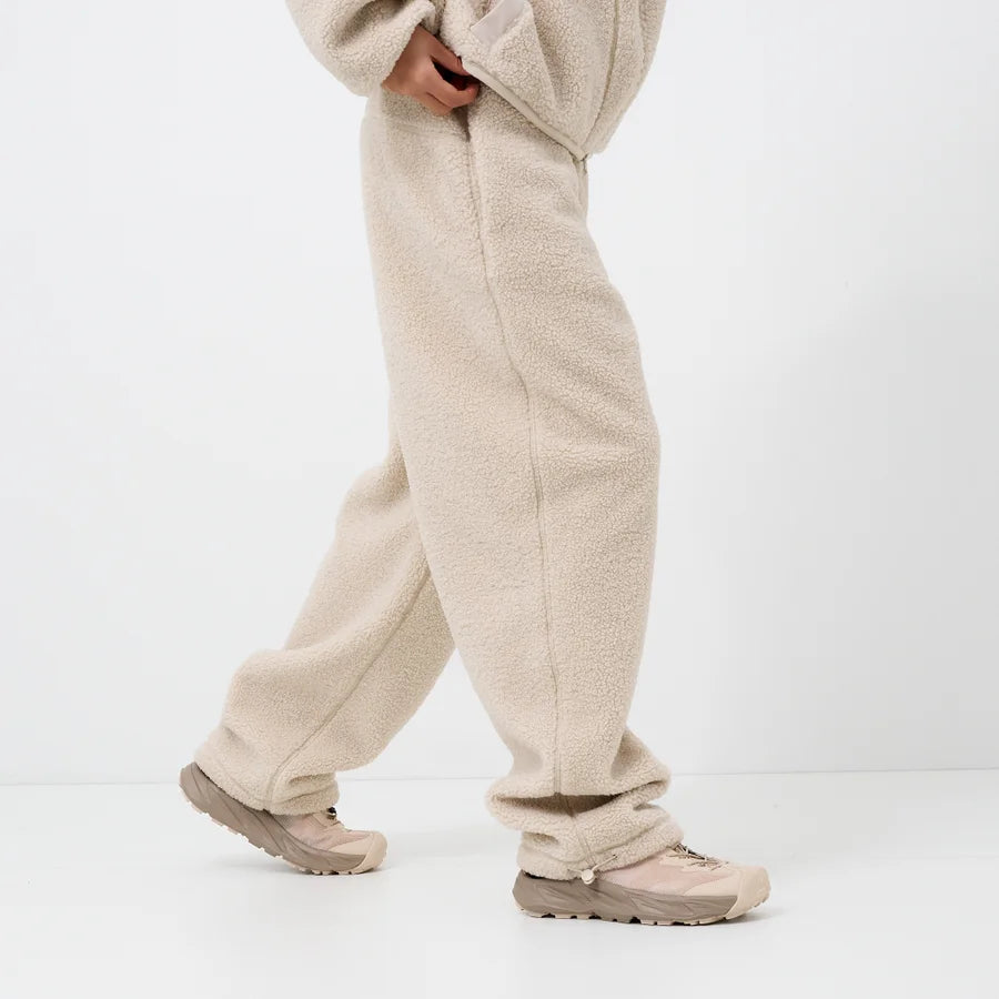 Cream Sherpa Fleece Jogger Pants