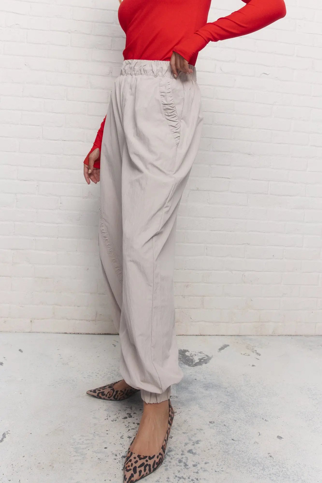 Pale Grey Loose Fit Trousers