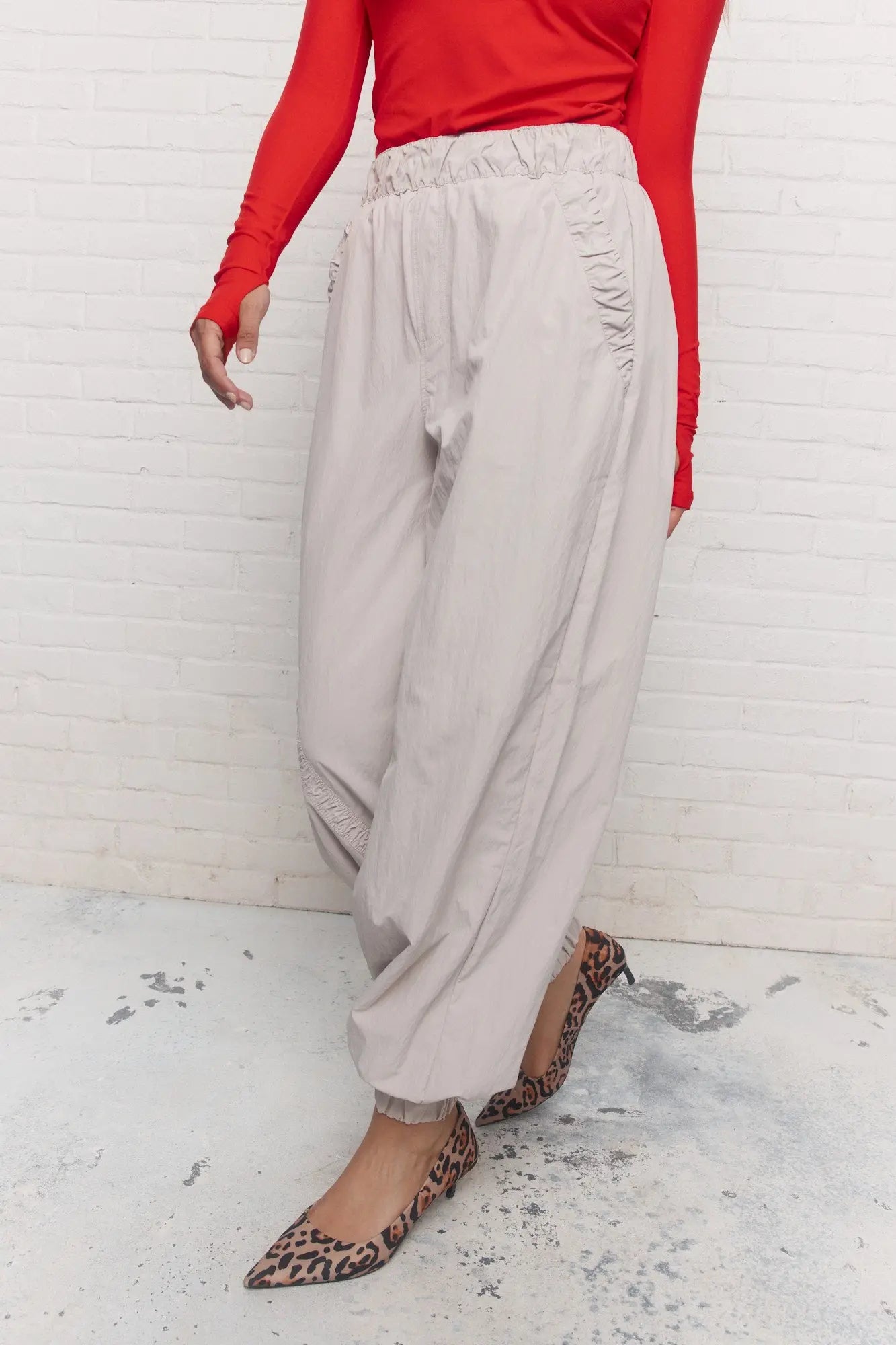 Pale Grey Loose Fit Trousers