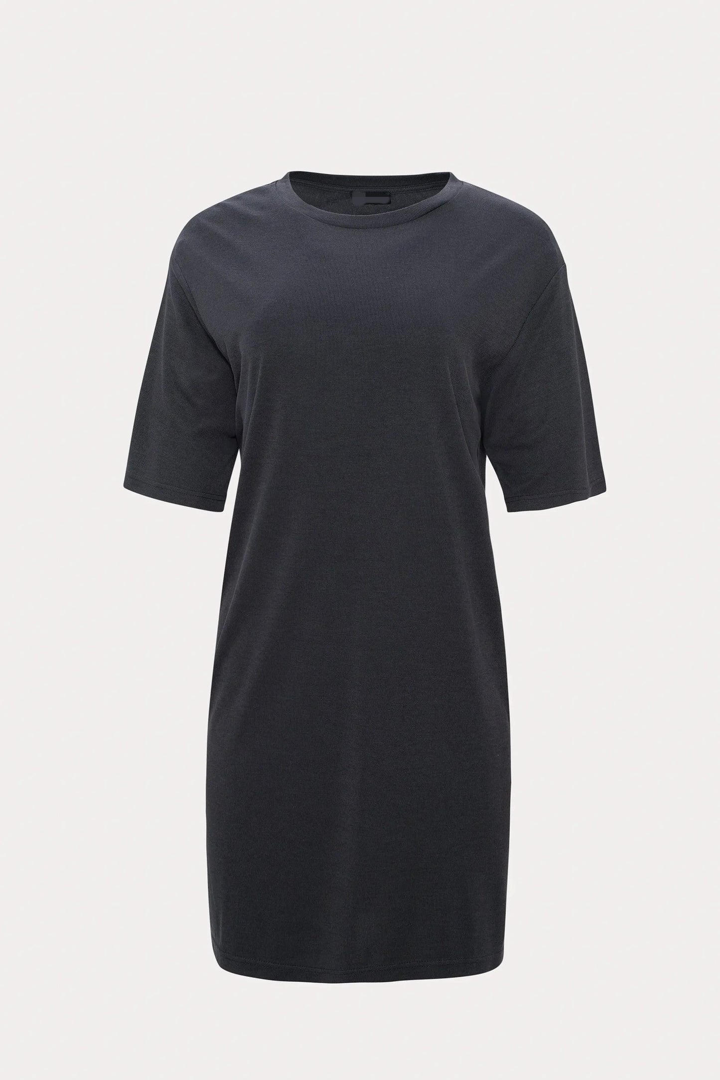 Grey Ribbed Short Sleeve Dress