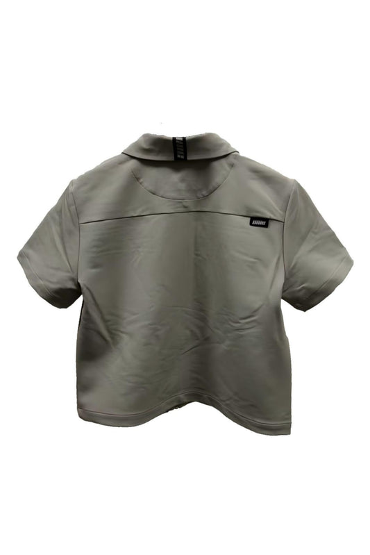 Khaki Workwear Lapel Collar Zip T-shirt