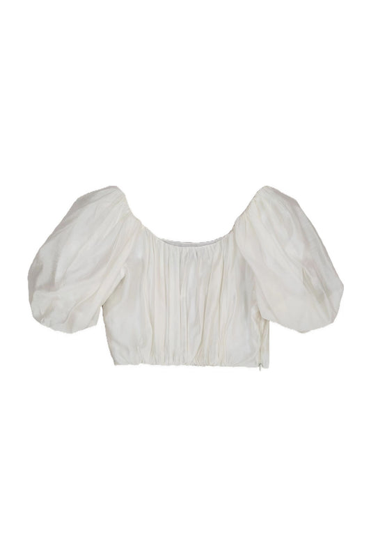 White Puff Sleeve Top