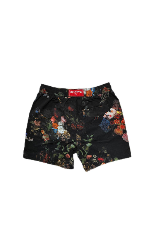 Black Floral Shorts